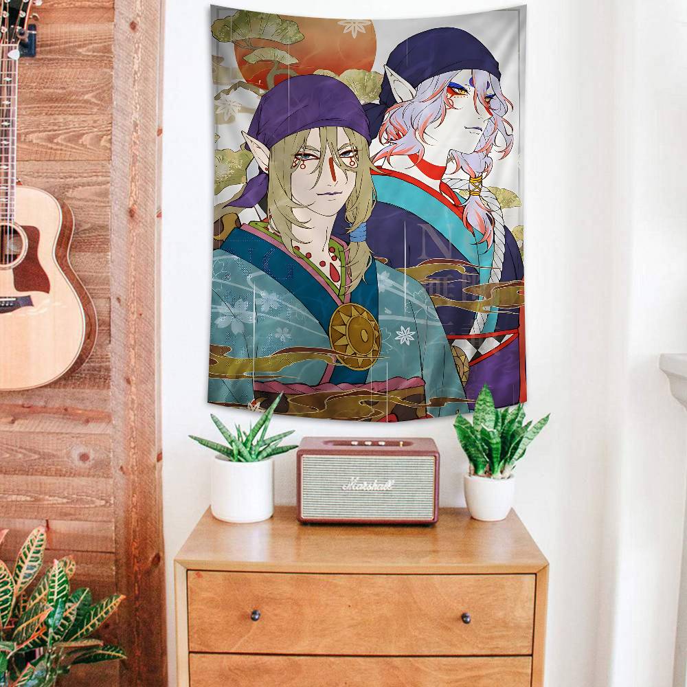 Mononoke Kusuriuri Anime Colorful Tapestry Wall Hanging Hippie Flower Wall Carpets Dorm Decor Japanese Tapestry