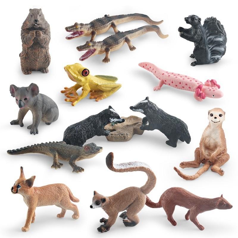 Realistic Plastic Forest Animal Model Collection Featuring Cute Static Mice Frogs Crocodiles Koalas And Skunks