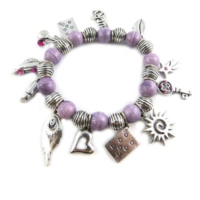 [G0334] - Silver Purple 'Gypsy' Designer Bracelet