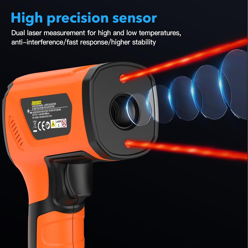 LCD Industrial Thermometer Infrared Thermometer -50~1600C Laser Temperature Meter Digital Outdoor Laser Pyrometer IR Thermometer