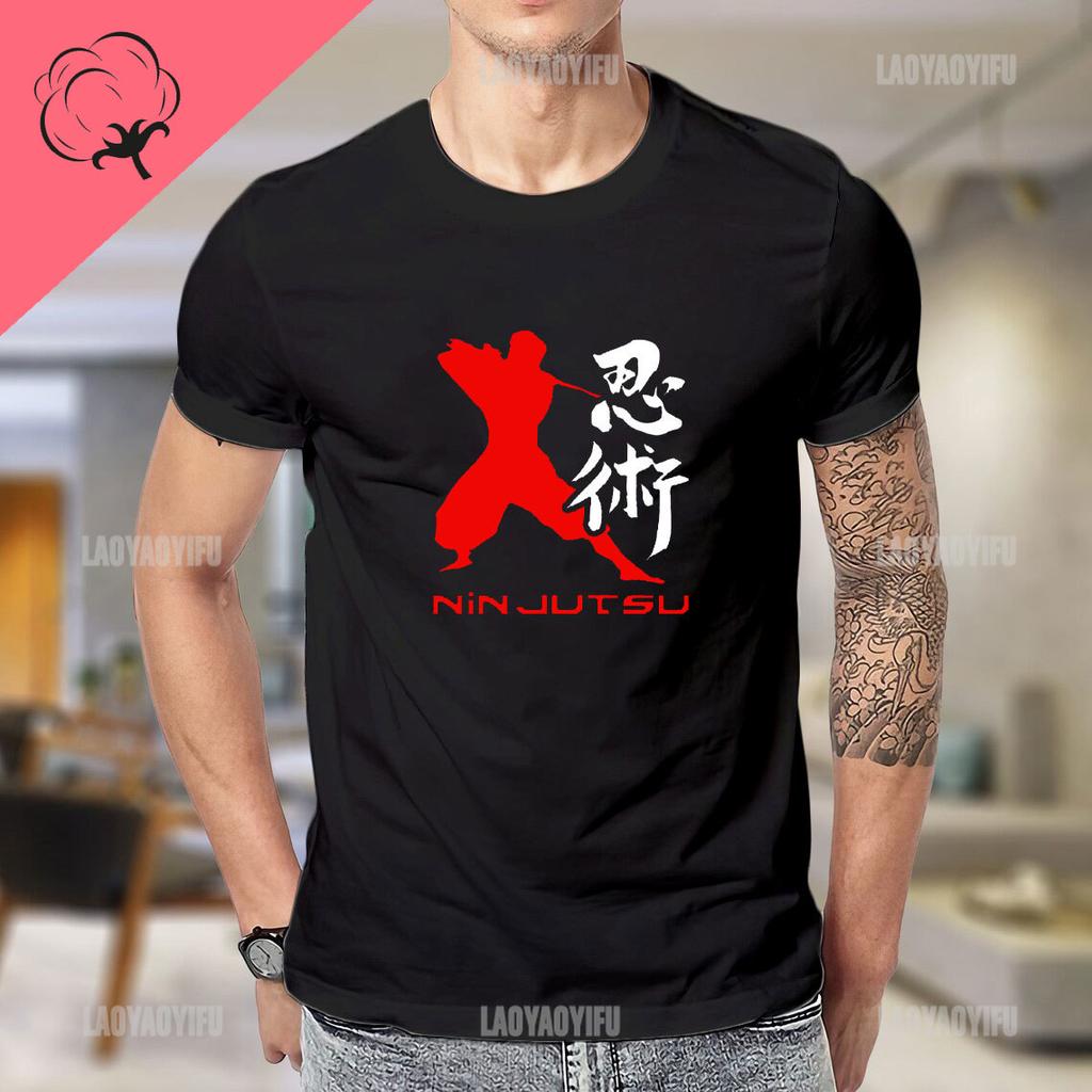 Ninja Japanese Kanji Script Calligraphy Shinobi Ninjutsu TShirt Cotton Woman T Shirt Black T Shirt Man Mens Tall T Shirts