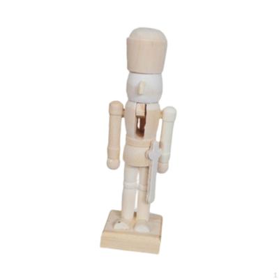 DIY Wooden Christmas Nutcracker Decoration Paintable Puppet Figurine for