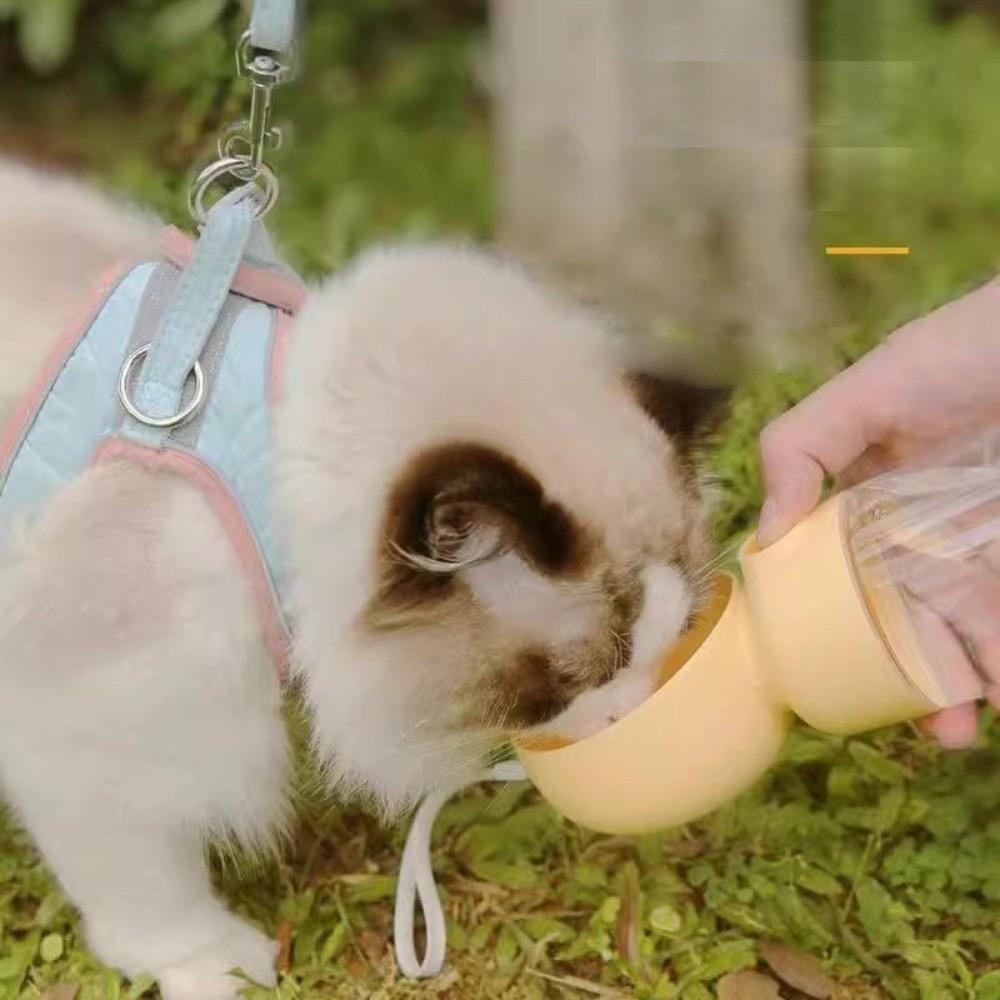 2 In 1 Pet Water Bottle Easy To Clean Transparent Pet Food Containers with Strap Plastic Dog Drinking Bottle Garden