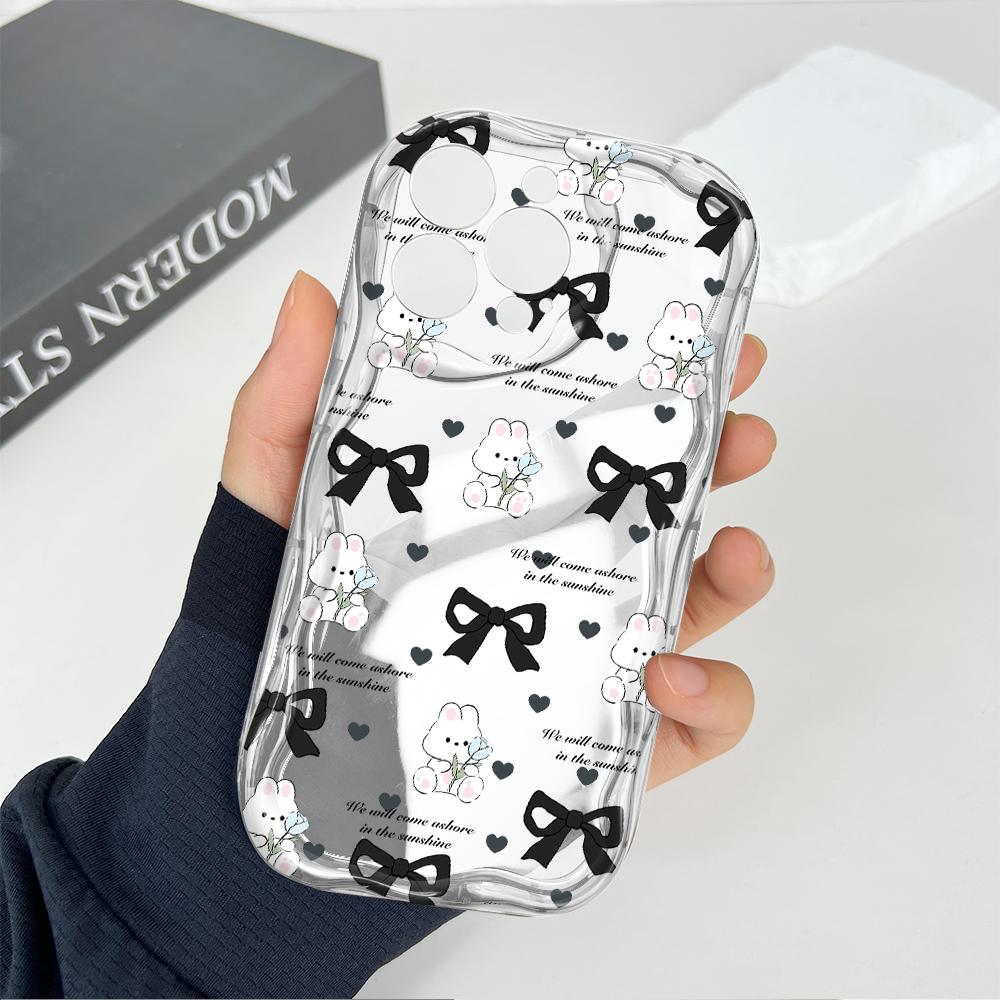 Cute Cartoon Pattern Cream Texture Casing Wavy Edge Soft Silicone Cover Phone Case for Huawei Honor Infinix Tecno iPhone