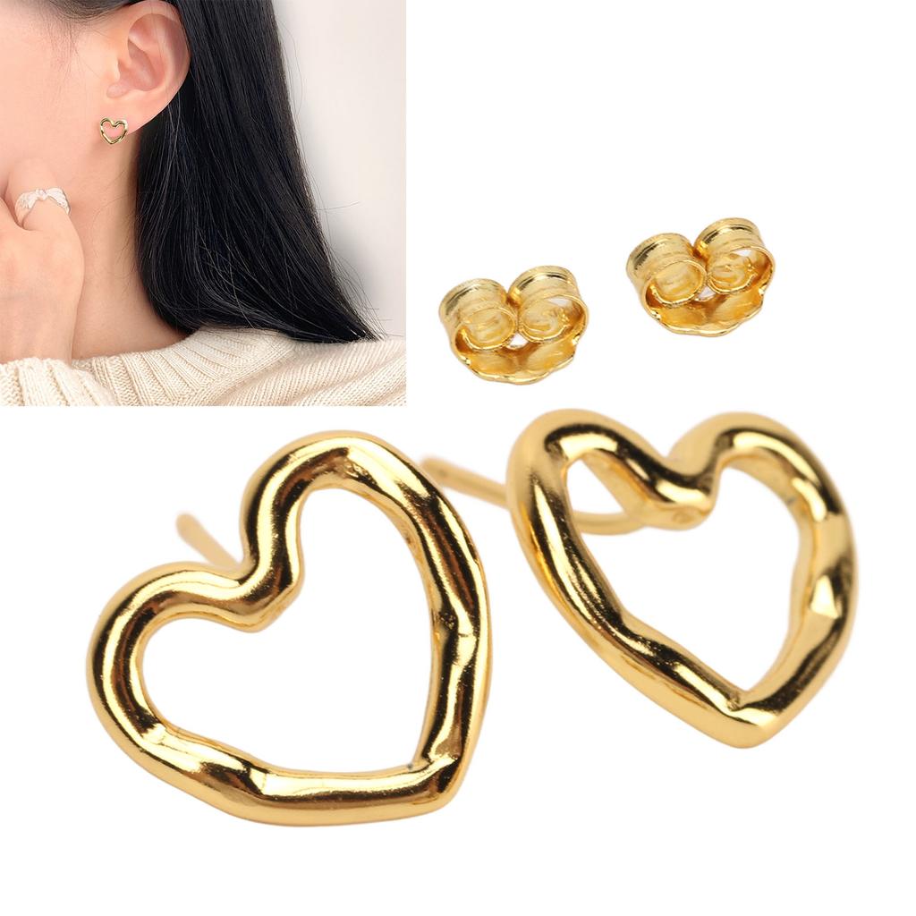 Ear Studs Hollow Heart Shape Exquisite Fashionable Versatile Stud Earrings for Daily Dating Work