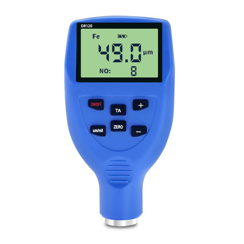 DR120 Battery-Powered Micron Thickness Gauge Meter Car Paint Coating Measures Plastic Surface Convex Radius Curvature синий