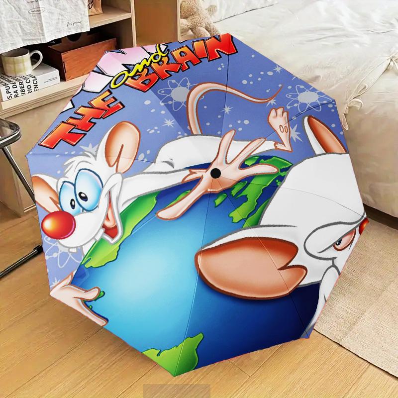 Pinky Brain Adventure Umbrella Folding umbrella, automatic umbrella 8-Frame for Travel, camping Use Gift for Halloween Christmas