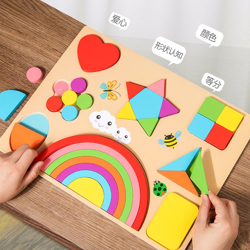 Wooden Rainbow Puzzle Board: Early Learning & Color Sorting Toy for Children
