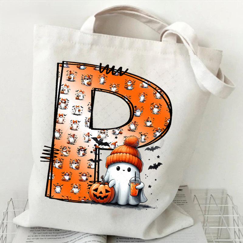 New Halloween 26 Letter Print Fashion Shoulder Bag Multi-function Portable Handbag Casual Versatile