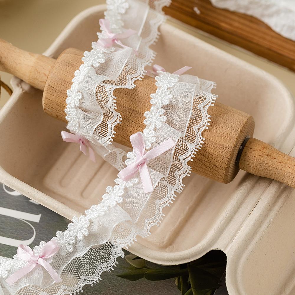 2Meters Doll Clothes Pet DIY Lace Trim Ribbon For Decorative Clothing Sewing Accessories Needlework Bow Fabric DIY Crafts Supply