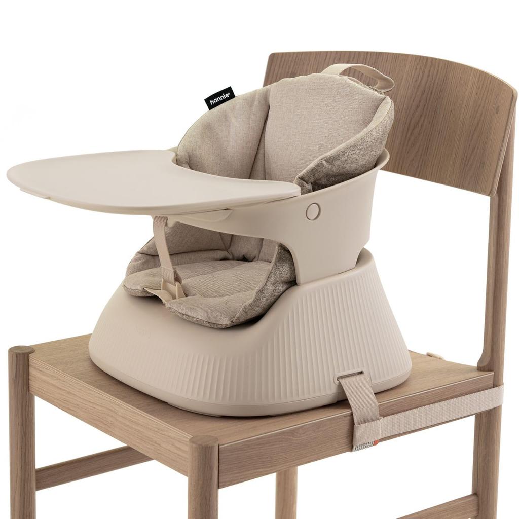 HANNIE Booster Chair (White Sand) - Portable, Foldable, and Stylish for Babies 6 Months to 5 Years Old, Authentic Japanese Product