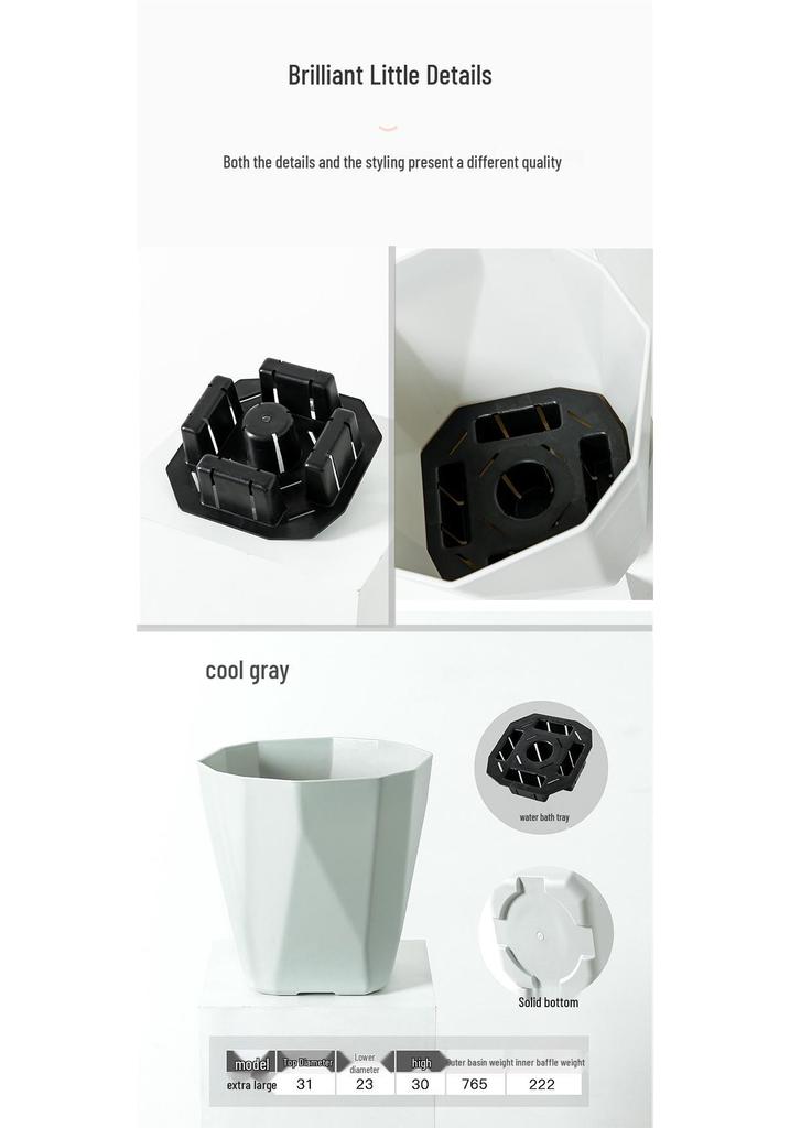 30cm Large Caliber Nordic Style Floor-Standing Plastic Flower Pot