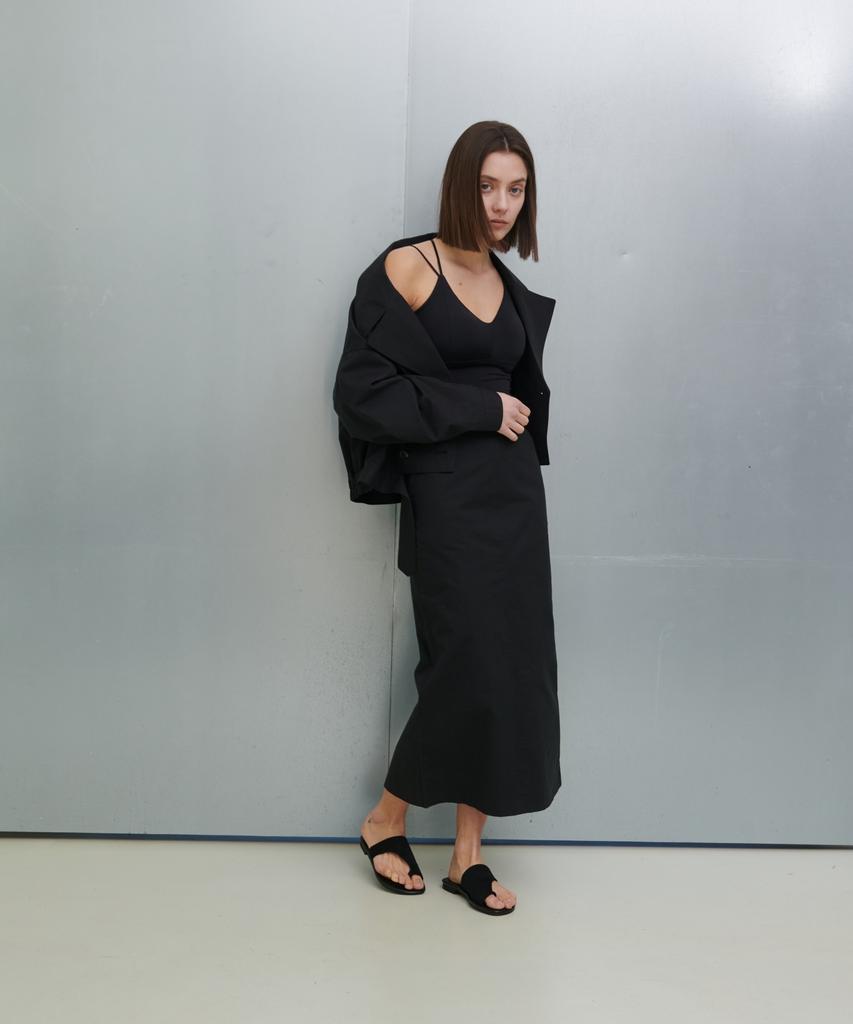 Oyy Crop Double Trench_Black