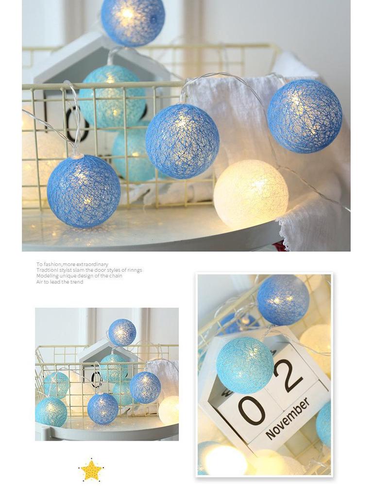 USB LED Cotton Ball String Lights - Christmas Holiday Starry Sky Decorative Flashing Lights