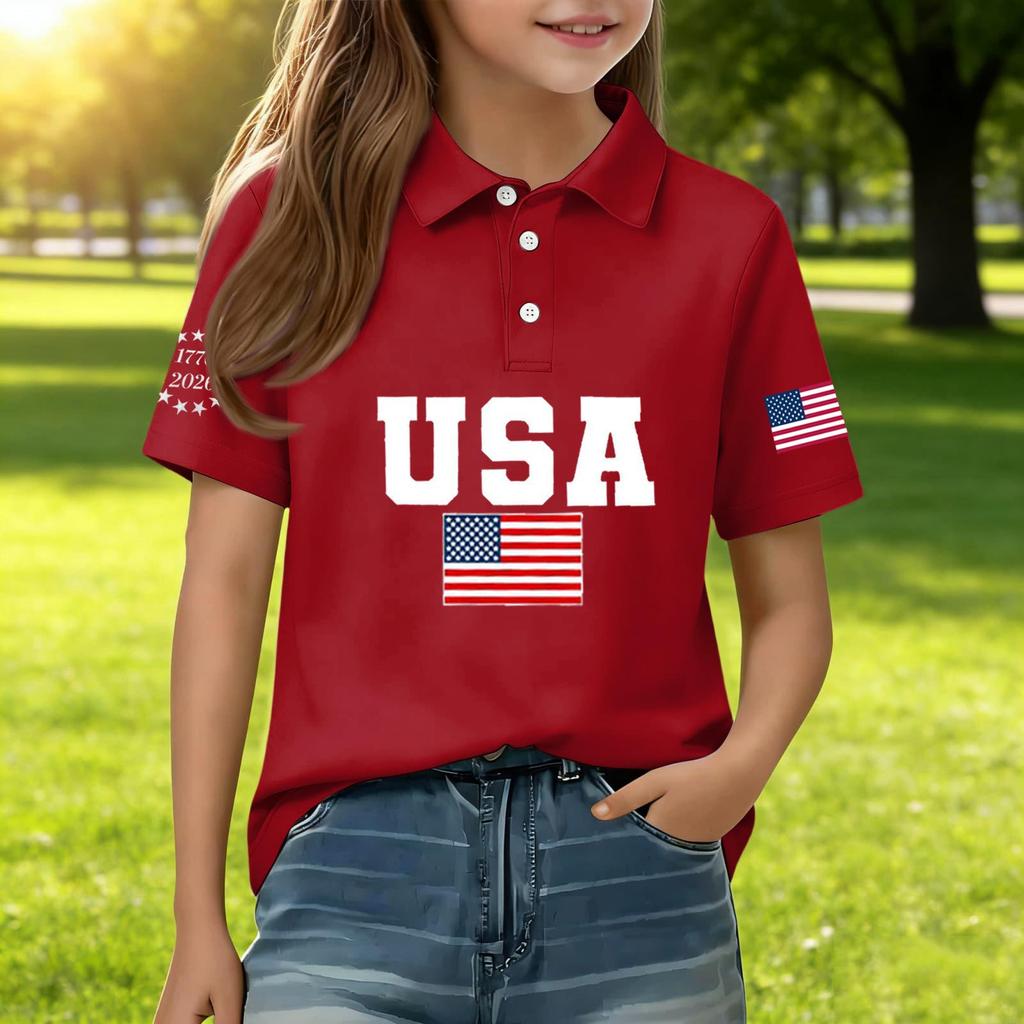 Children's Daily Casual Short-sleeved Print Tops T-shirts Shirts