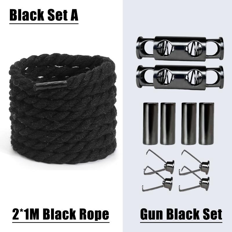 

1Pair Round Shoelaces Metal Sliding Lock Shoe Laces No Ties Quick Fixed Stretching Locking Lazy Laces Suitable For Various Shoe