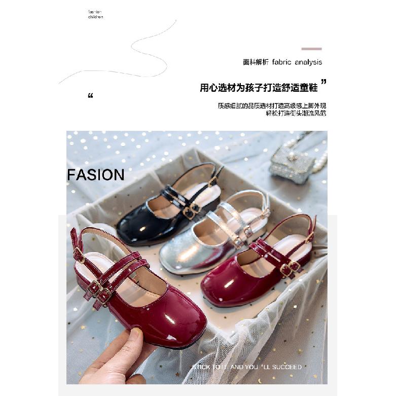 Girls' Princess High Heels2026New Performance Dress Retro Square-toed Shallow Buckle Strap Open-back Mary Jane Shoes