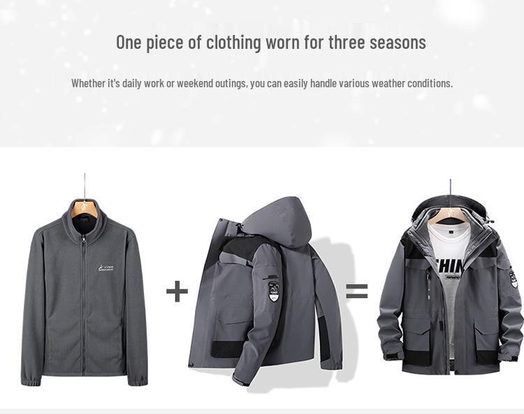 2023 European Winter Plus Size Waterproof Windproof Hooded Outdoor Two-piece Climbing Set