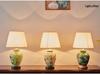 Retro American-Chinese Ceramic Table Lamp with Remote Control for Bedroom or Living Room