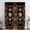 2PC Home Decoration Curtains With Black Background Flowers And Rod Pocket Curtains, Kitchen, Coffee Shop, Living Room, Balcony