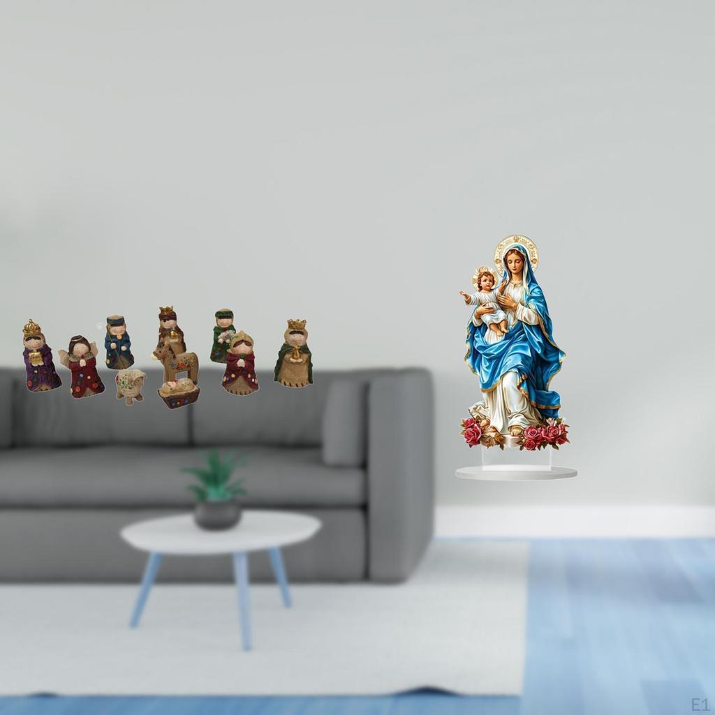 Christmas Nativity Scene Figurines Set Religious Tabletop Ornaments Acrylic Desktop Decor DIY Unique