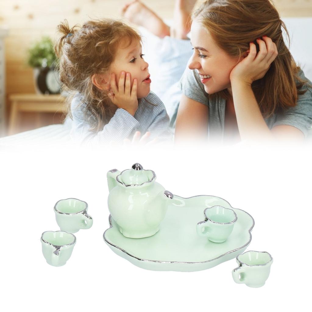 1:12 Tea Set Miniature Tea Cup Teapot Tray Decoration Kitchen Accessories