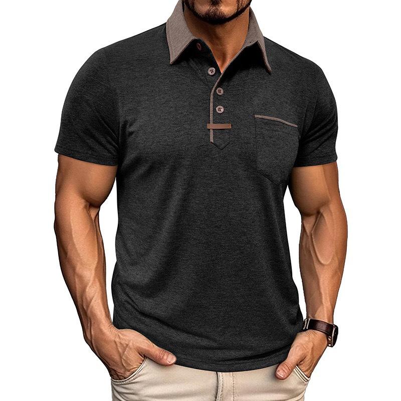 Męskie Codzienne Koszule z Długim Rękawem Kołnierzykowe Zapinane Bawełniane T-shirty Klasyczne Stylowe Koszule Golfowe z Kieszenią