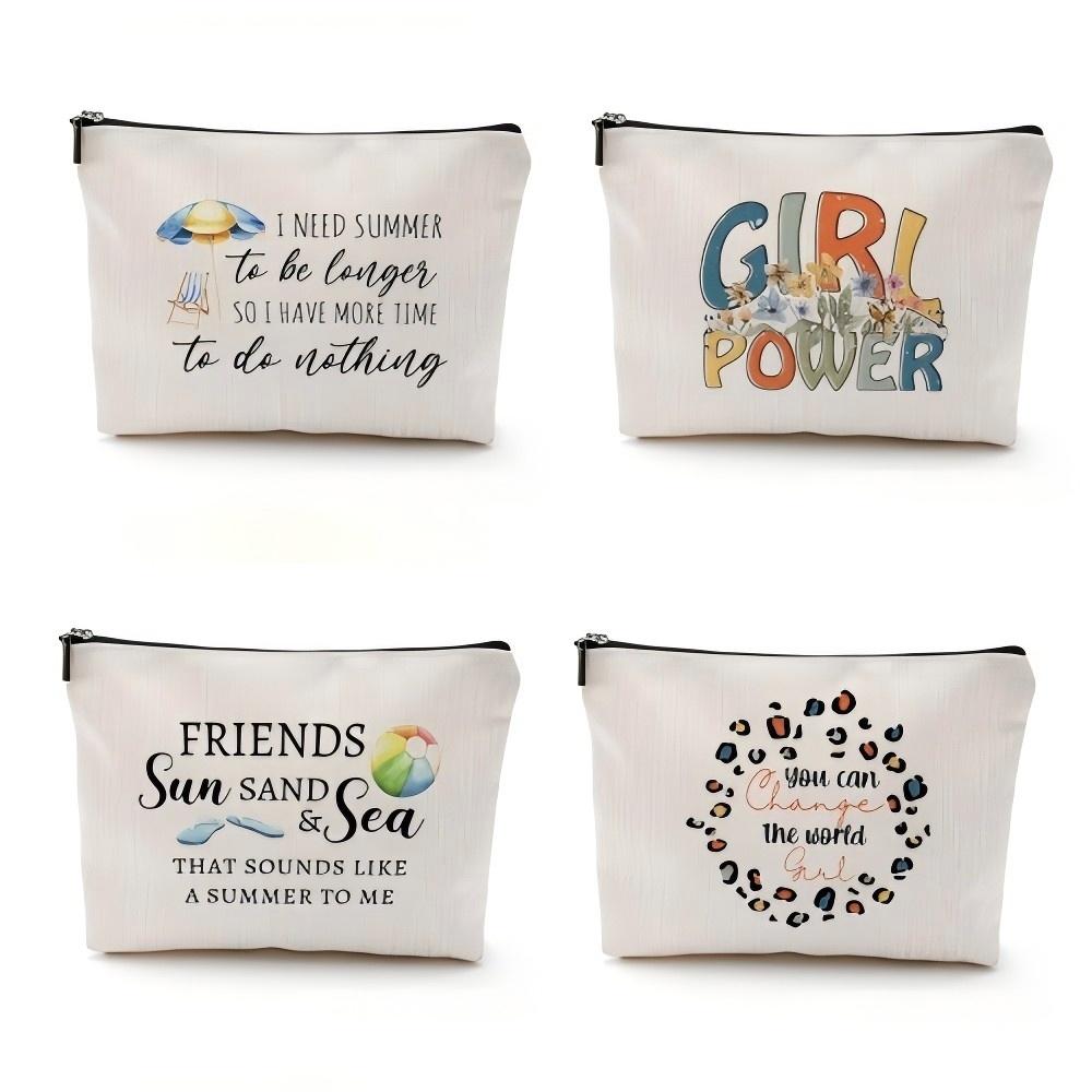Printed Makeup Bag Waterproof Cartoon Cotton and Hemp Zipper Bag Cosmetics Jewelry Storage Bag Travel Bath Portable Toilet Bag