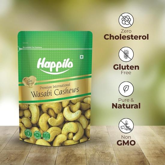 Happilo Premium International Wasabi Cashew 160g, Crunchy Texture, Rich In Fiber, Protein, Healthy Snacks