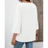 2026 Spring/Summer Bohemian Style Women's Linen Lace Trim V-Neck Three-Quarter Sleeve Casual Blouse