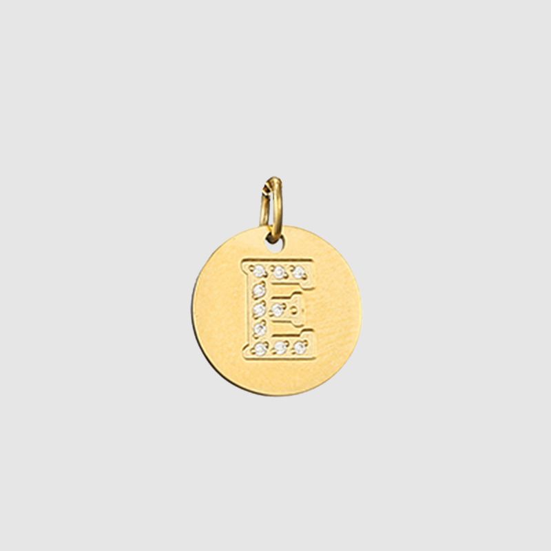 CARLIDANA Classique Minimaliste Alphabet 26 Breloques Lettres en Cristal Collier Pendentif Rond Lettre Acier Inoxydable Collier DIY