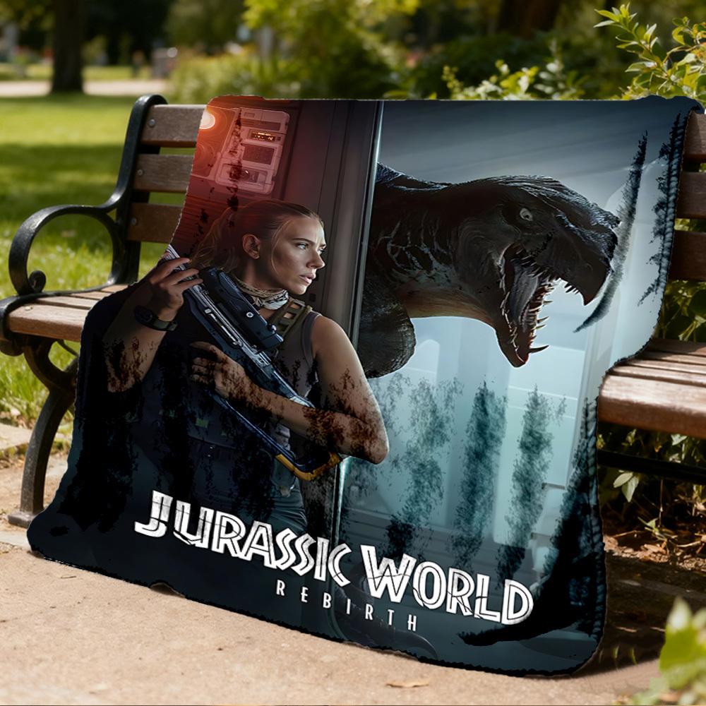 1pc Jurassic World Outdoor Flannel Blanket, Cozy & Warm Soft Te Playful Design, Napping Camping,