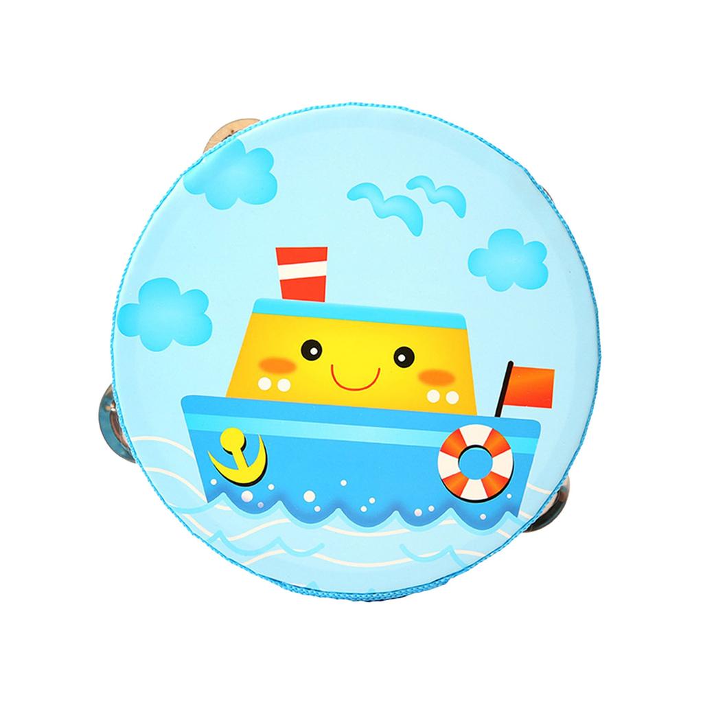 Wooden Tambourine Cute Cartoon Handheld Drum Bell Kid Educational Toys for Dancing Game Percussion Musical Instrument