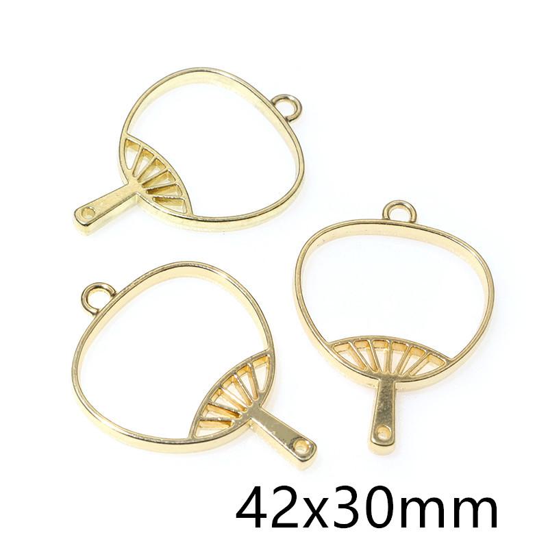 Bronze KC Gold plated Rhodium Border Mold Geometric Hollow Metal Frame Bezel Epoxy Resin Pendant Tray For DIY Jewelry Making