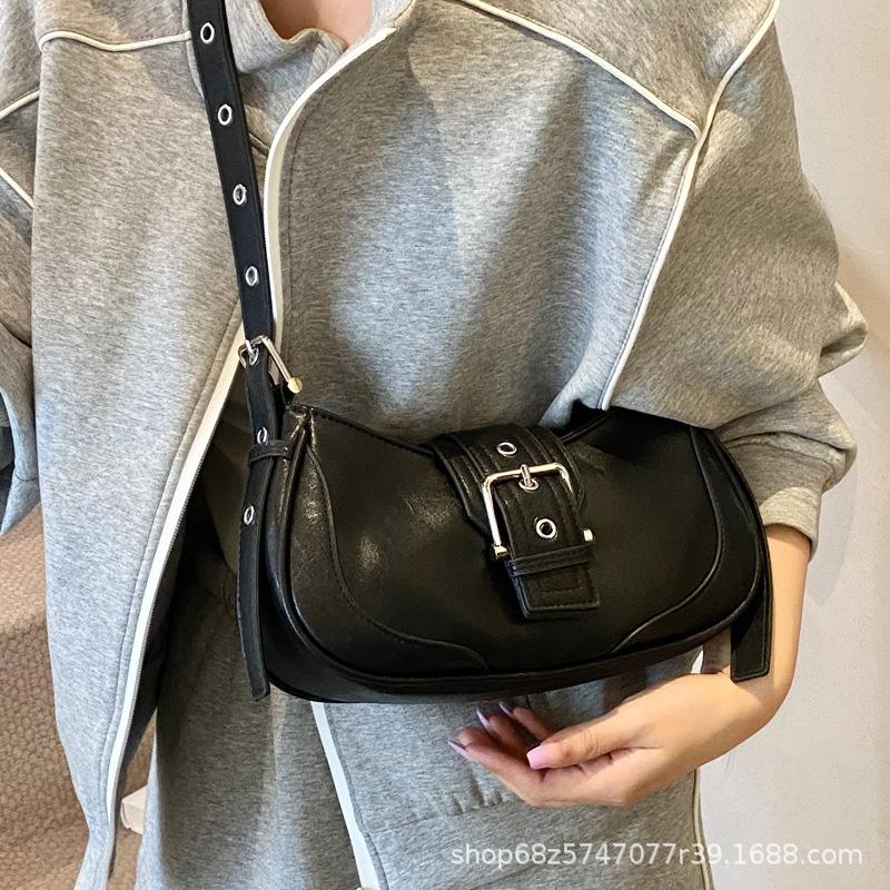 Textured underarm casual bag 2025 new fashion trend shoulder bag simple handbag retro solid color messenger bag