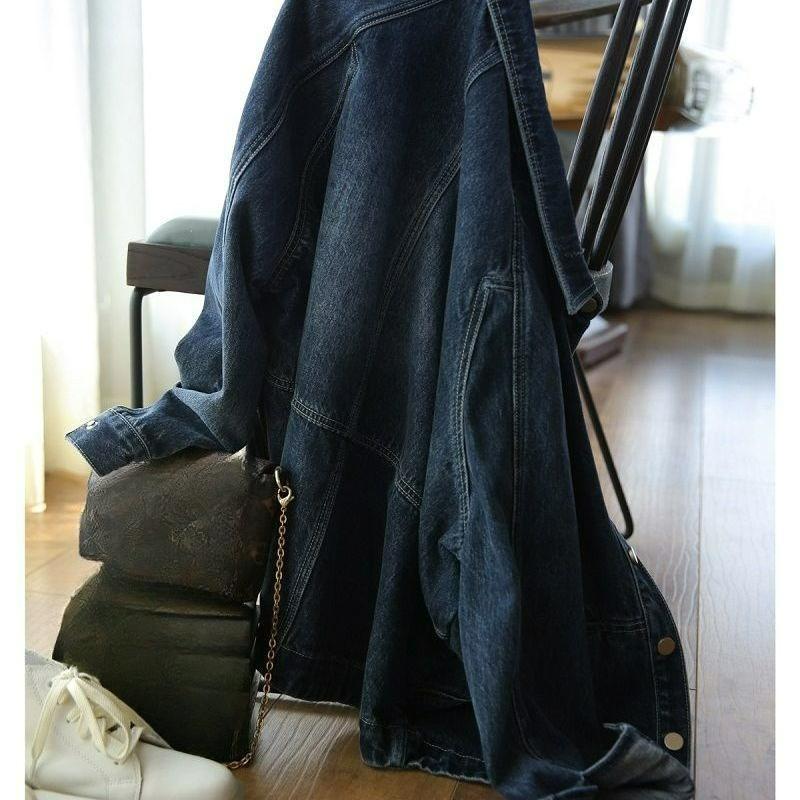 Dark Blue Denim Jacket Women's Spring and Autumn Age-reducing Fashionable Silhouette All-match Loose and Thin Short Jacket Trend