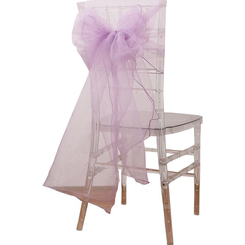 Sheer Organza Chair Sashes 275cm Wedding Chair Bows Back Veil Chair Cover Sashes for Bridal Shower Party Banquet Event 10Pcs Set