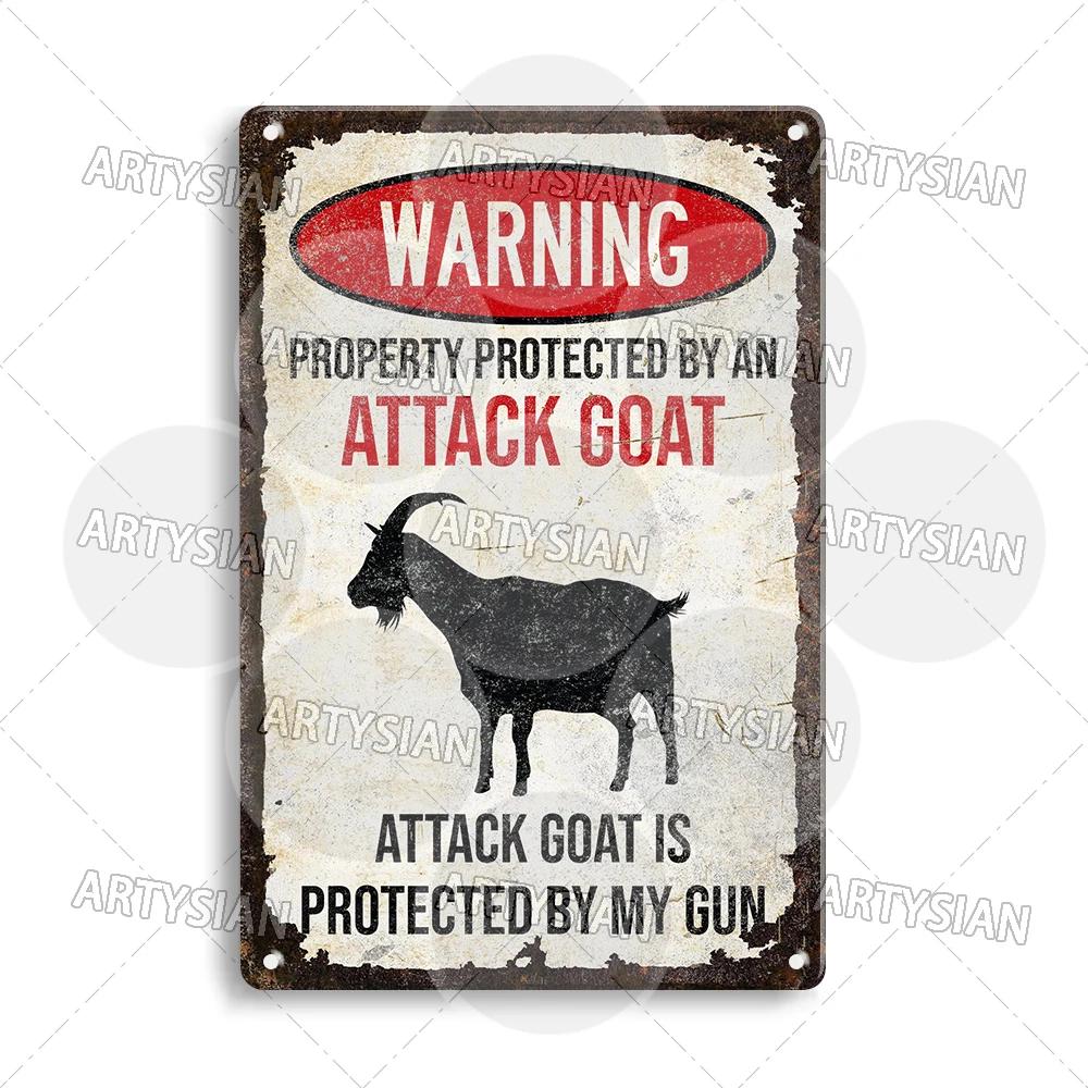Farmhouse Funny Animal Sign Farm Property Protection Plaque Bear Warning Snake Hamster Guinea Pig Chicken Cat Rooster Goose Goat
