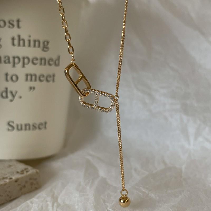 18K Gold Plated Pig Nose Necklace Women Simple Korean Style Ins Cold Fashion Clavicle Chain