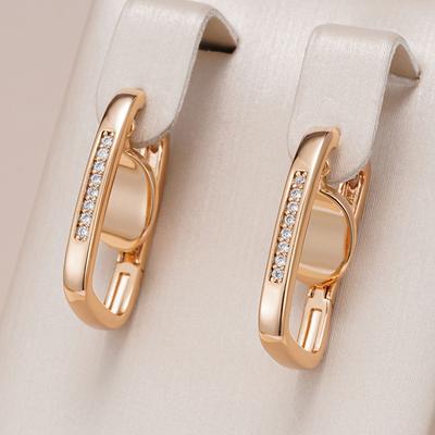 New Trendy Rose Gold Color Hoop Earrings For Women Luxury Natural Zircon Accessories Vintage Bride Wedding Jewelry