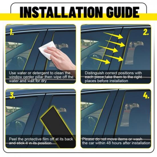 8X Glossy Black Pillar Posts Door Window Trim For Hyundai Elantra 2017- EXV