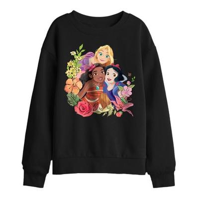 Moletom com Estampa de Buquê Rapunzel Moana Branca de Neve para Crianças