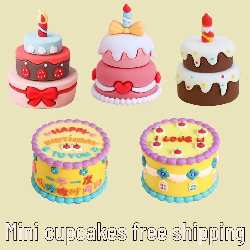 3D Weiche Gummi Mini Cupcake Dekoration Ornamente für Kindergeburtstagsverkleidung