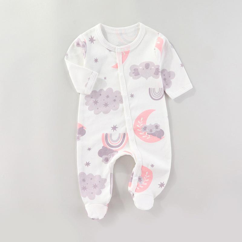 

Хлопковый ромпер с длинным рукавом для малыша: Корейский стиль, с ножками, идеально подходит для весны и осени. 73 cm