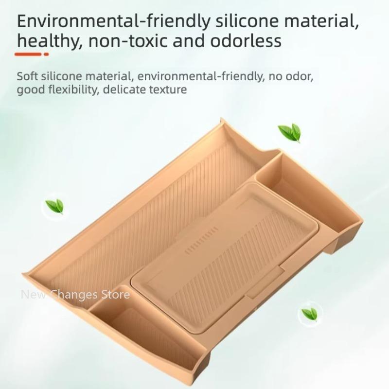 For BYD Denza B8 2025 2026 Car Center Console Double-layer Silicone Anti Slip Storage Box Interior Modify Accessories