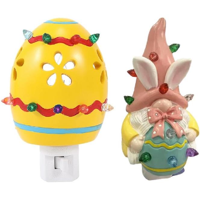 2025 New Easter Egg Decorative Nightlight, Easter Campfire Flickering Nightlight, Cute Easter Bunny Campfire Flickering Night Light, Plug into Wall