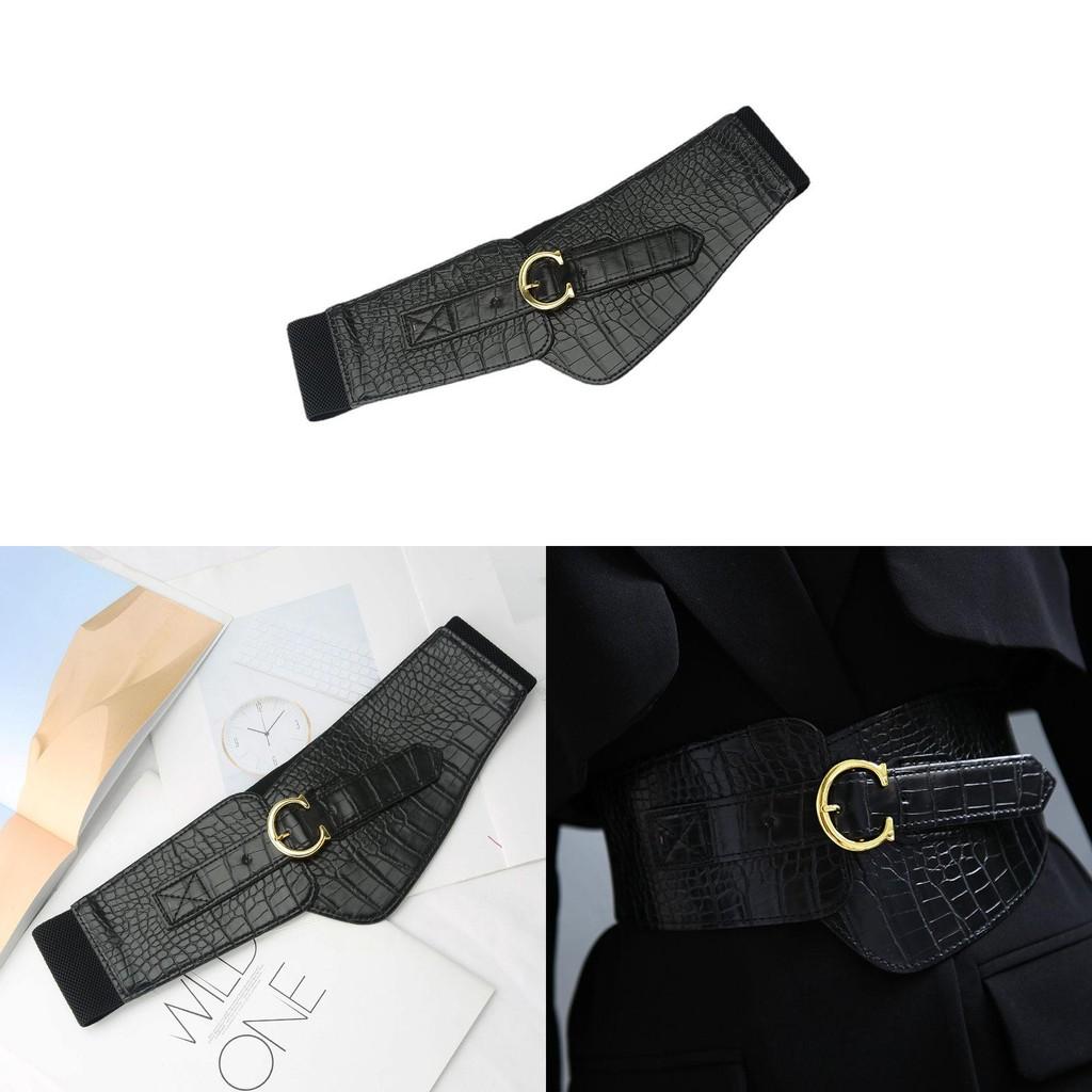 Leather Womens Elastic Waist Belt With Pin Closure For Formal Or Casual Attire