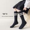 Korean Style JK Lolita Double Needle Calf Socks for Girls - Cotton Spring/Autumn/Winter, Medium & Large Size.