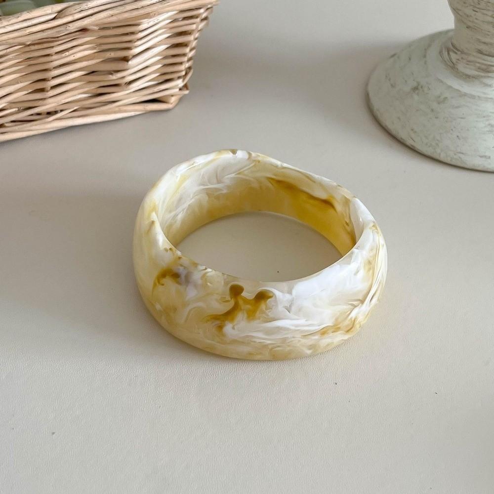 Smudged Wide Chunky Bangle Marbling Cuff Bracelet Vintage Irregular Resin Bracelet Gifts