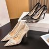 Mode 2025 Frühling und Sommer Neuer Stil Damen Pumps Spitzschuh Slipper Damen Schuhe Mesh Elegant High Heels Schuhe Zapatos De Mujer